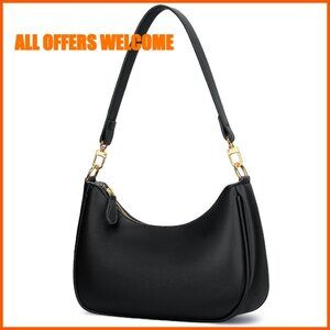 PU Leather Shoulder Bag with Removable Straps, 3 Card Slots, Zipper Pouch